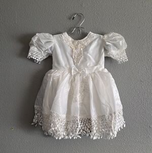 Vintage Baby Christening Baptism Victorian Beaded Dress Size 1